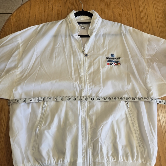 Norwegian Cruise Line NCL White Windbreaker Jacket Large Hooded Nylon Lined EUC - Picture 10 of 16